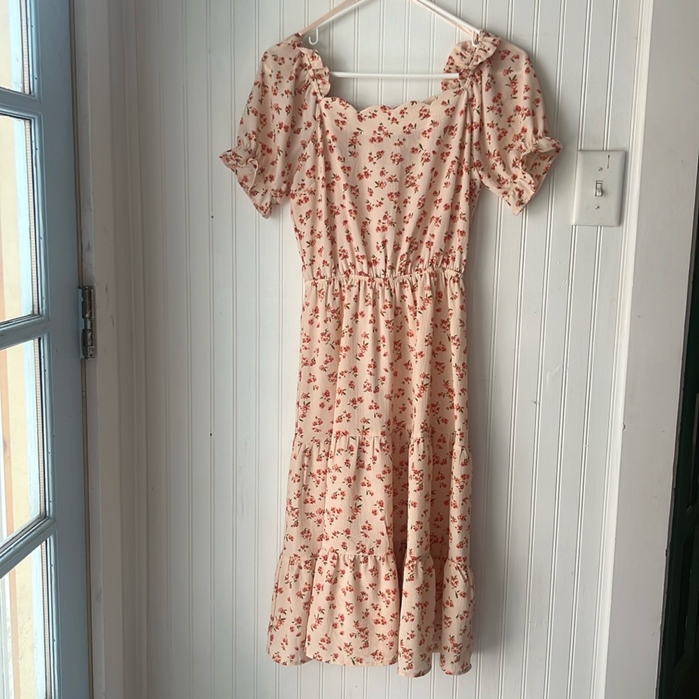 Light pink floral dress calf length